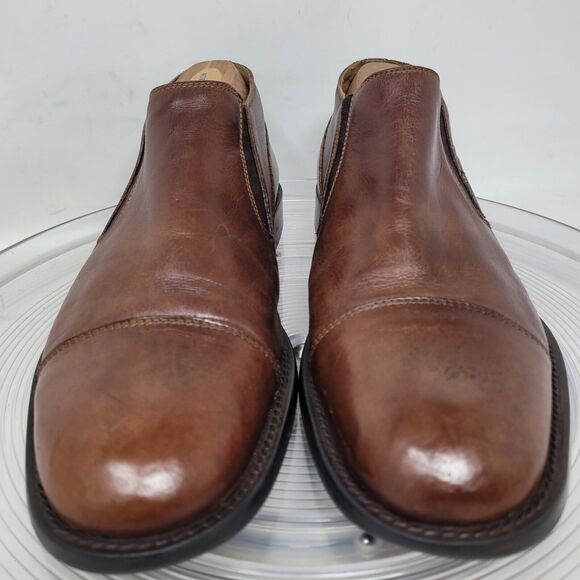 Tasso Elba Brown Cap Toe Dress Shoe Boot Romeo Chelsea Mens 8 Fine Leather ITALY - Picture 2 of 9